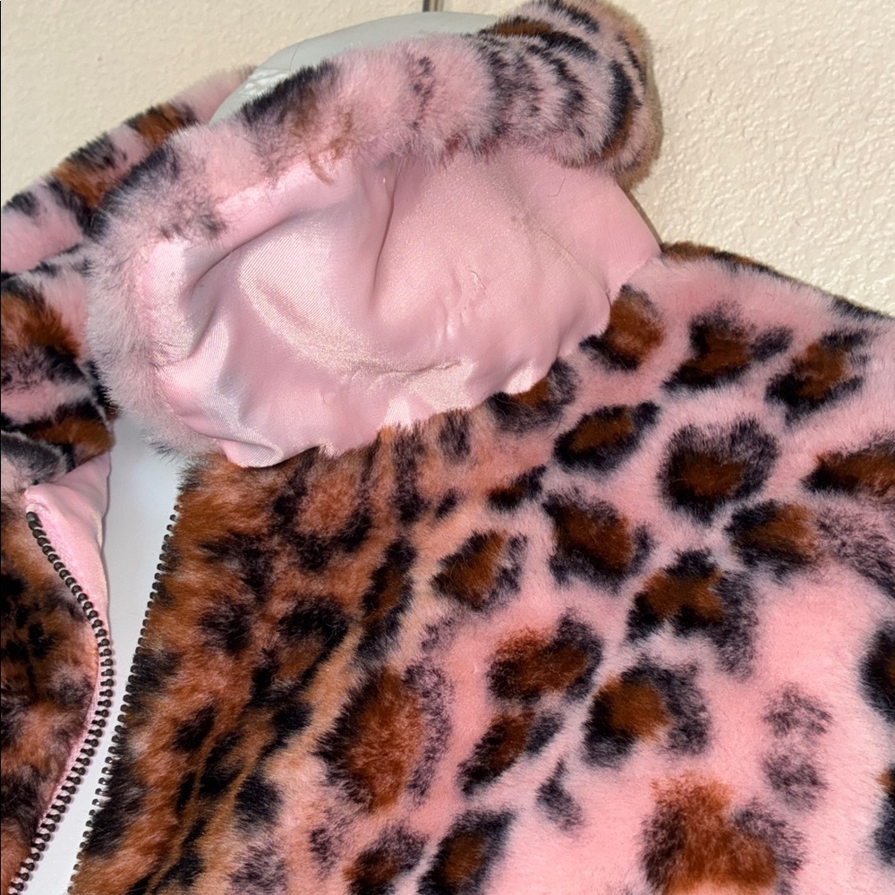 KENDALL & KYLIE Leopard Jacket, Cropped, drawstring bottom, Pink Faux Fur S - Picture 7 of 17